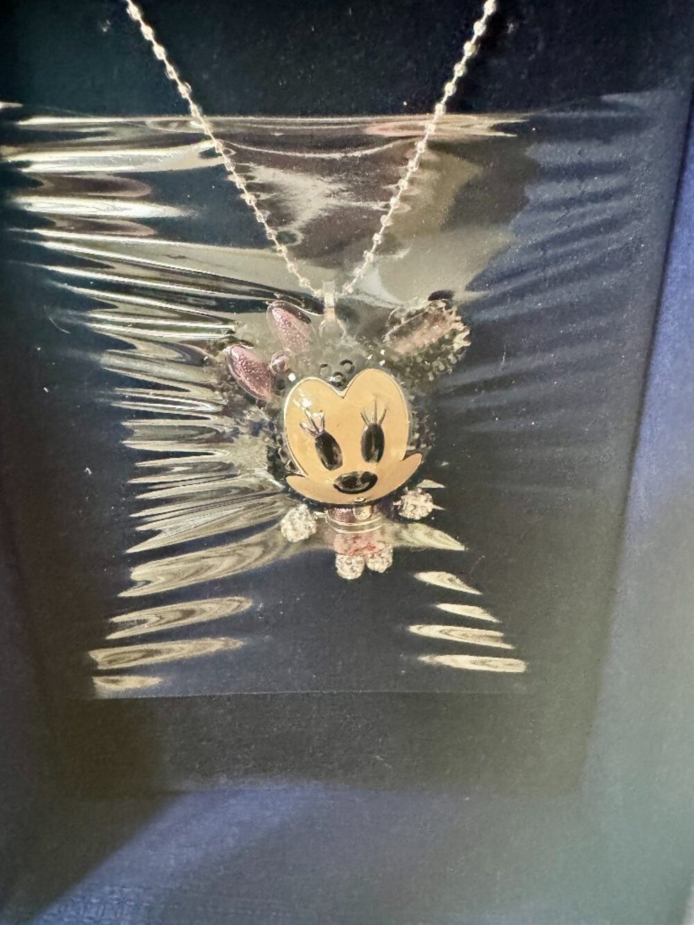 Swarovski Disney 3D Minnie Mouse Crystal Long Pendant Necklace Authentic